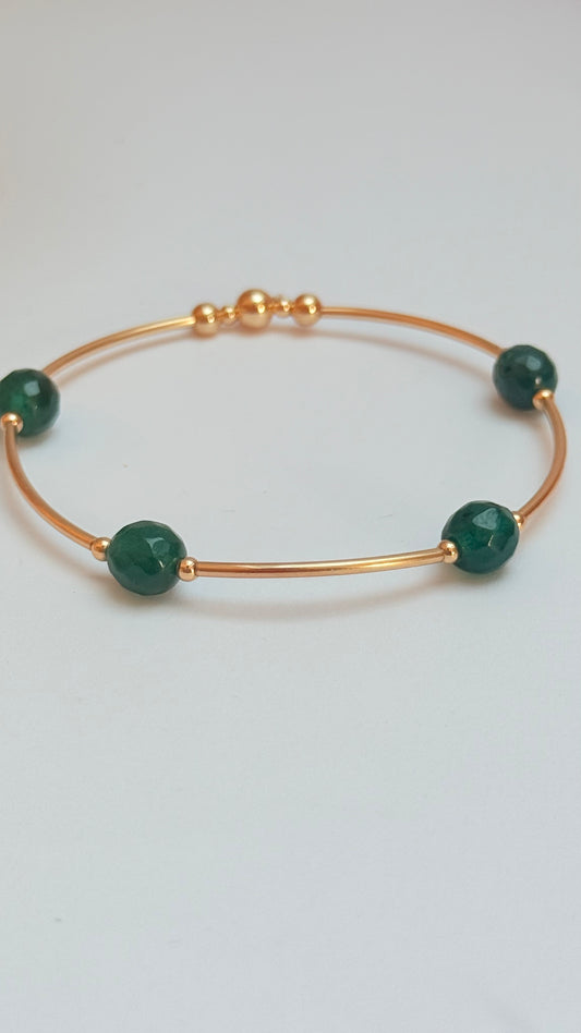 Jade  &  gold filled tube bracelet