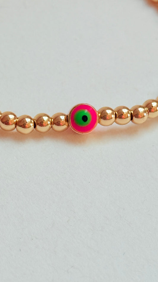 Neon Evil Eye Gold filled bracelet