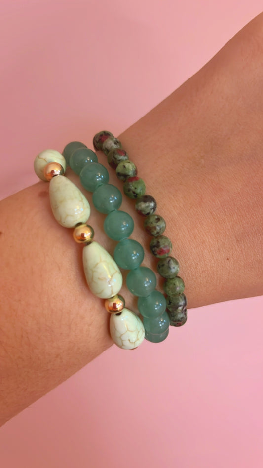 Reef green semi precious stone bracelet