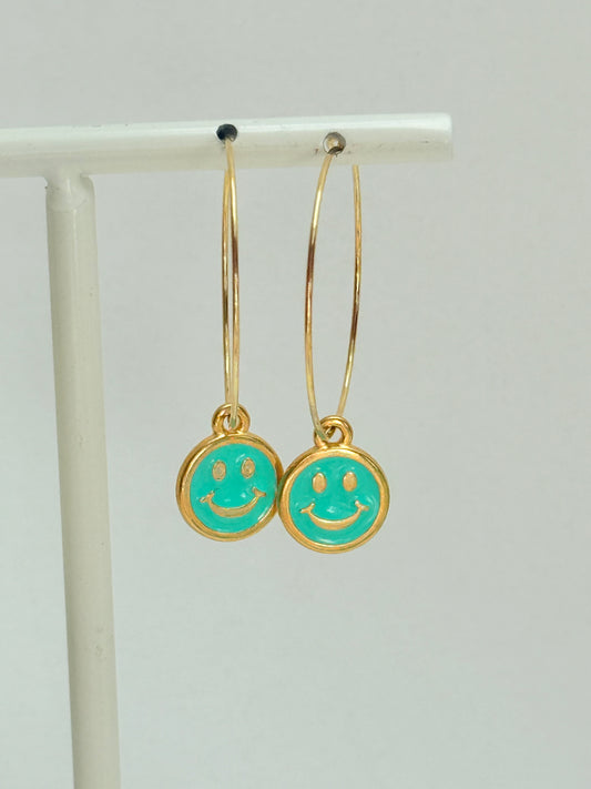 Neon smiley hoops
