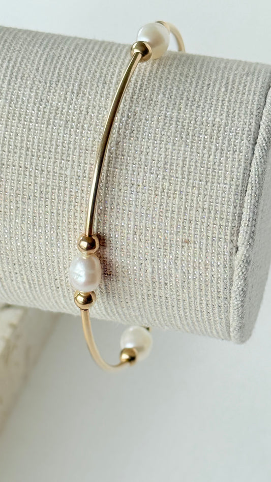 Gold filled pearl tube bracelet