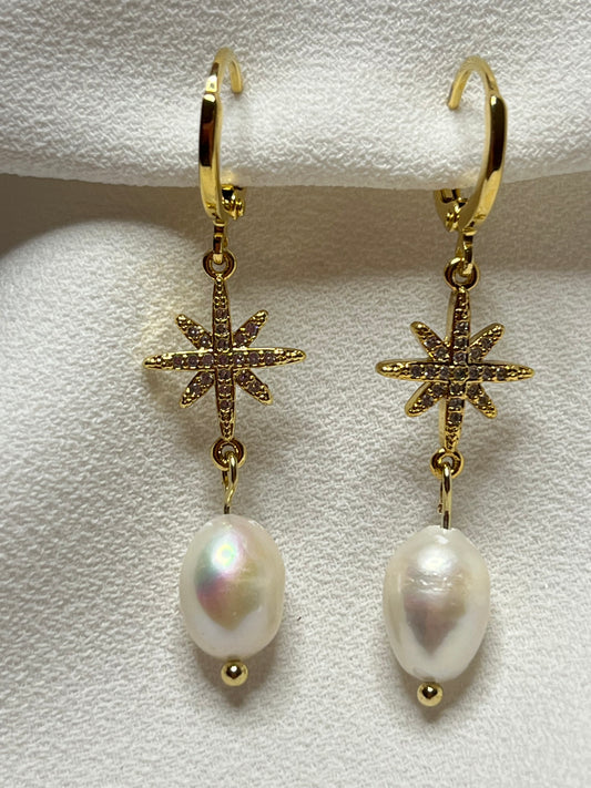Pearl & Star drop earring