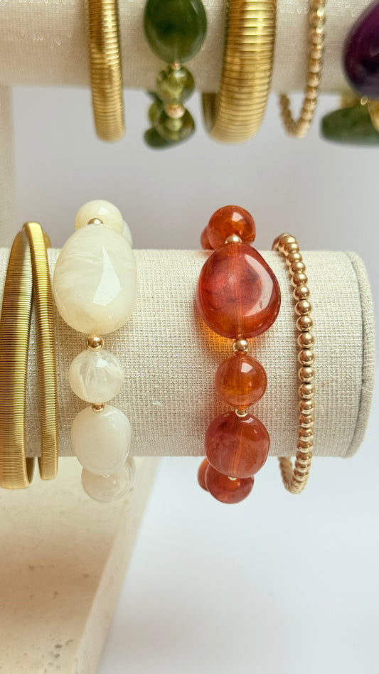 Off white acrylic & gold filled bracelet