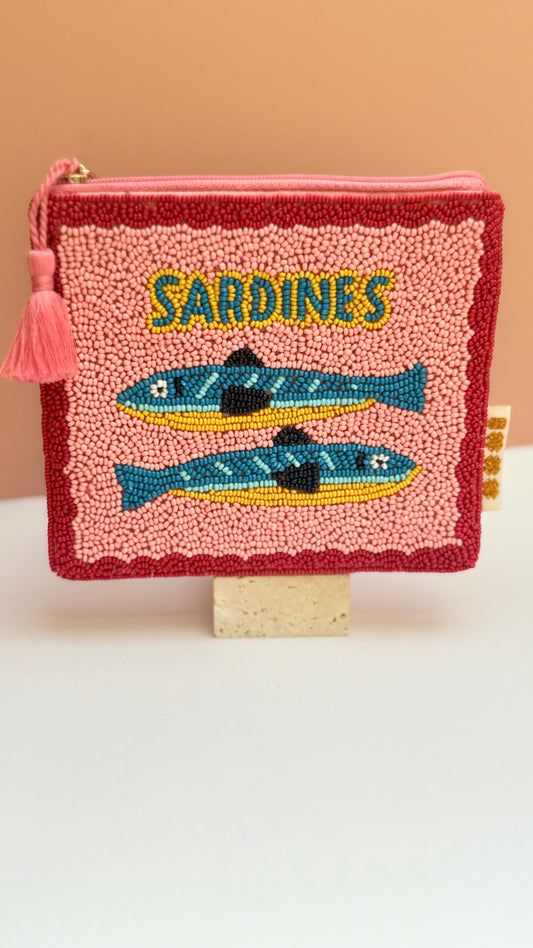 Sardines hand beaded  purse