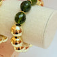 Gold acrylic & green faceted bead bracelet