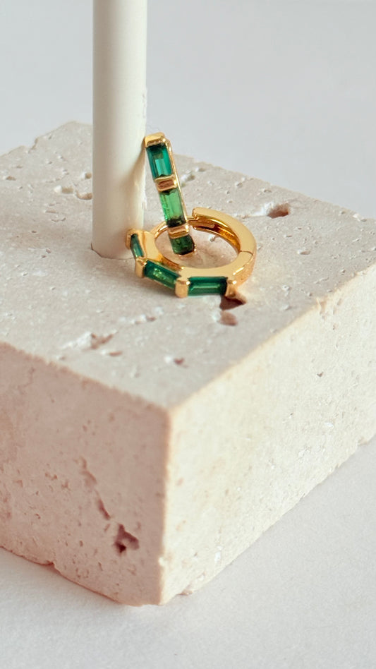 Green Huggie Hoops