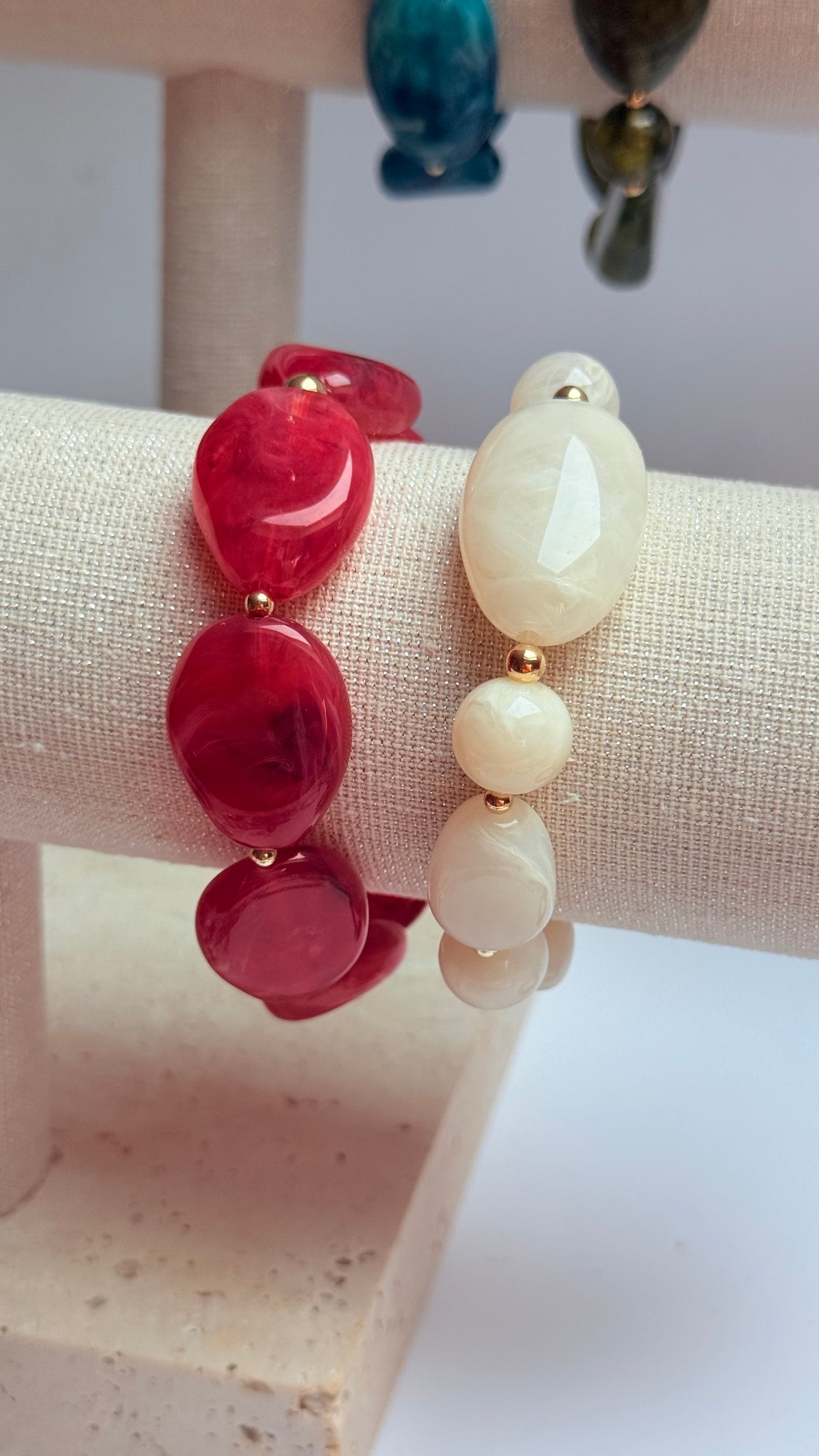 Red acrylic & gold filled bracelet