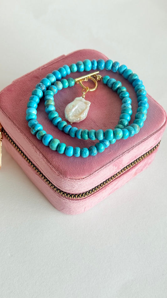 Turquoise howlite rondelle necklace