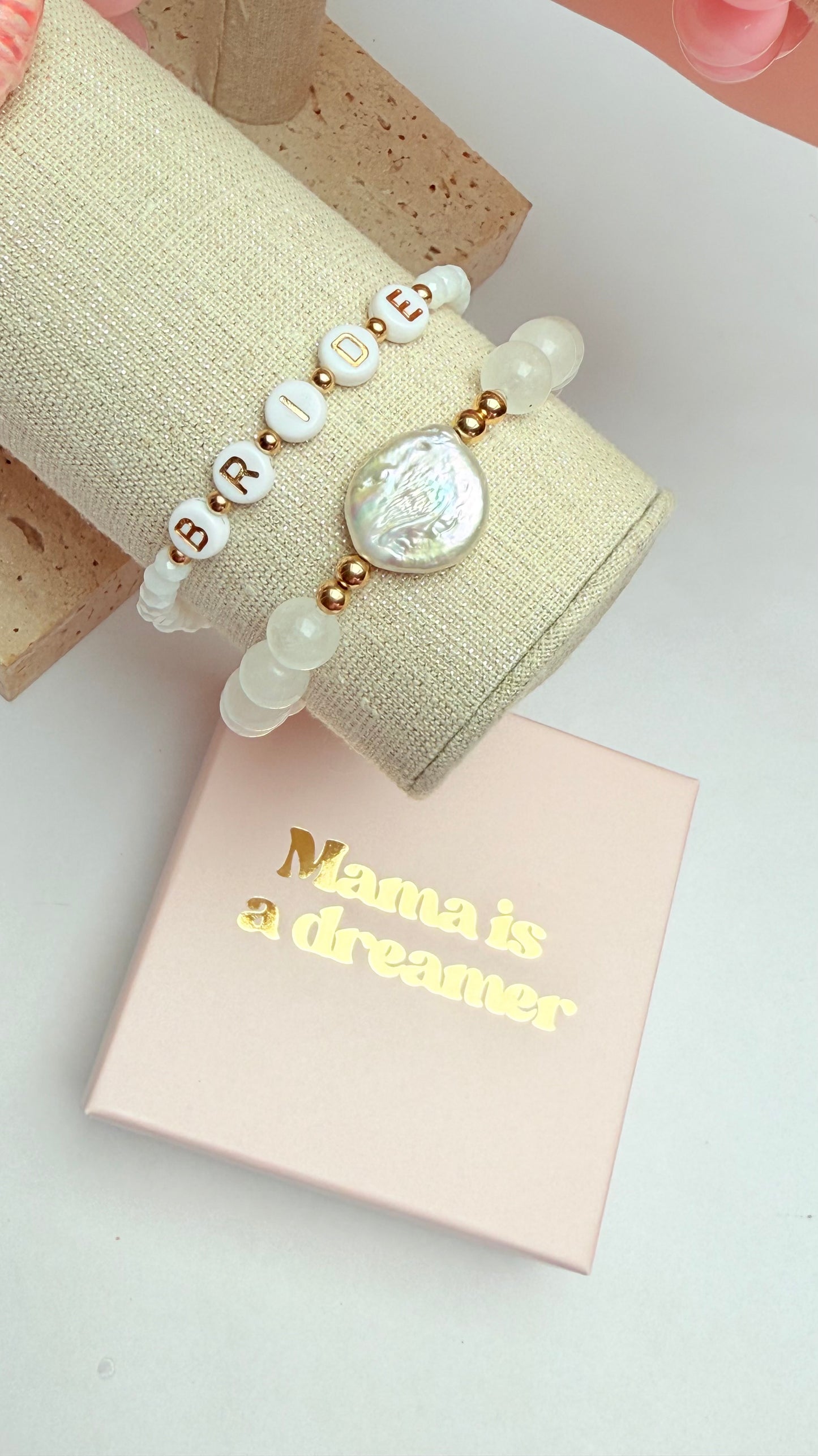 Clear Quartz bracelet with pearl centre bead