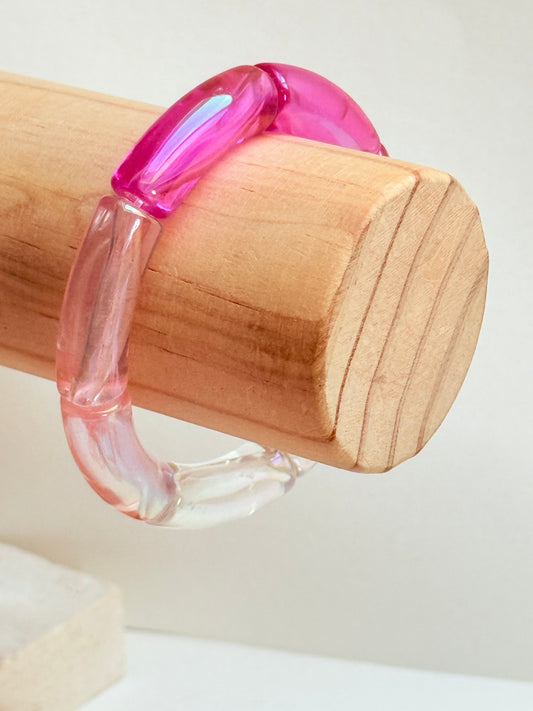 Irridescent pink  acrylic tube bangle