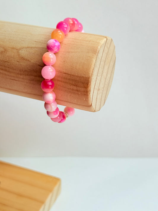 Natural stone pink watercolour bracelet