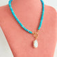 Turquoise howlite rondelle necklace