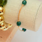 Gold acrylic & green faceted bead bracelet