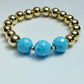Gold acrylic & turquoise faceted bead bracelet