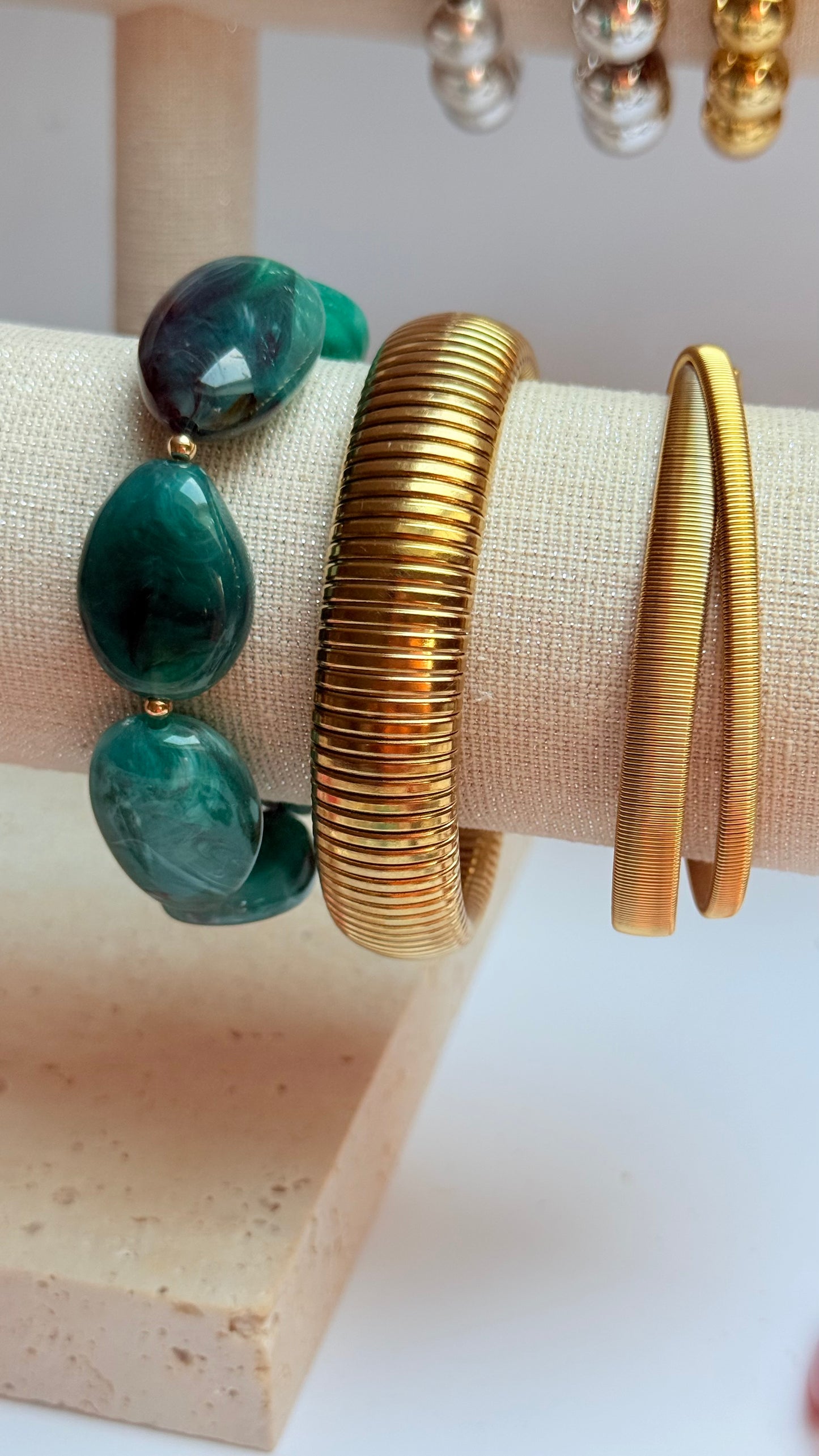 Teal acrylic & gold filled bracelet