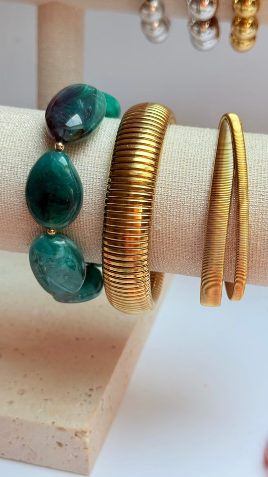Teal acrylic & gold filled bracelet
