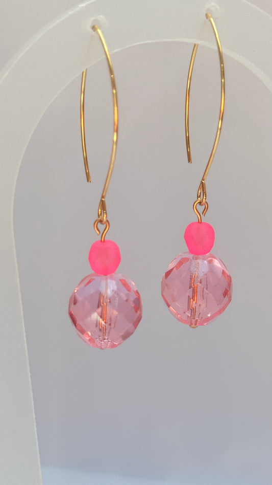 Pink palms Marquise earrings