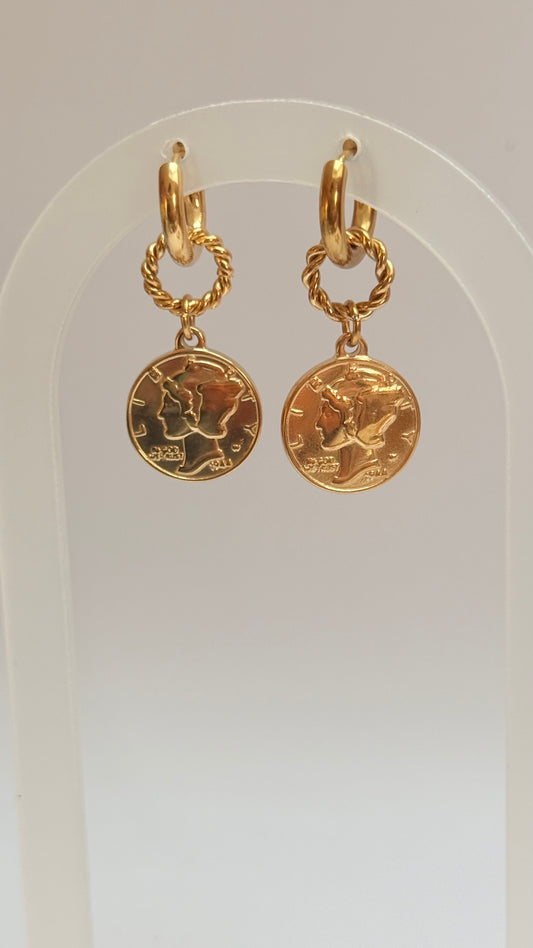 Coin twist  earrings