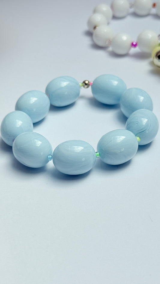 Baby blue marble acrylic bracelet