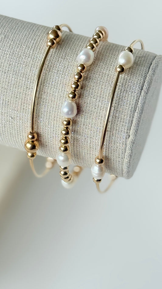 Gold filled pearl tube bracelet