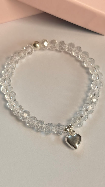 Crystal heart charm bracelet (Communion/Confirmation)