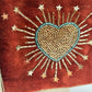 Rust heart  hand beaded  purse