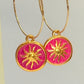 Pink sunshine hoop  Earrings