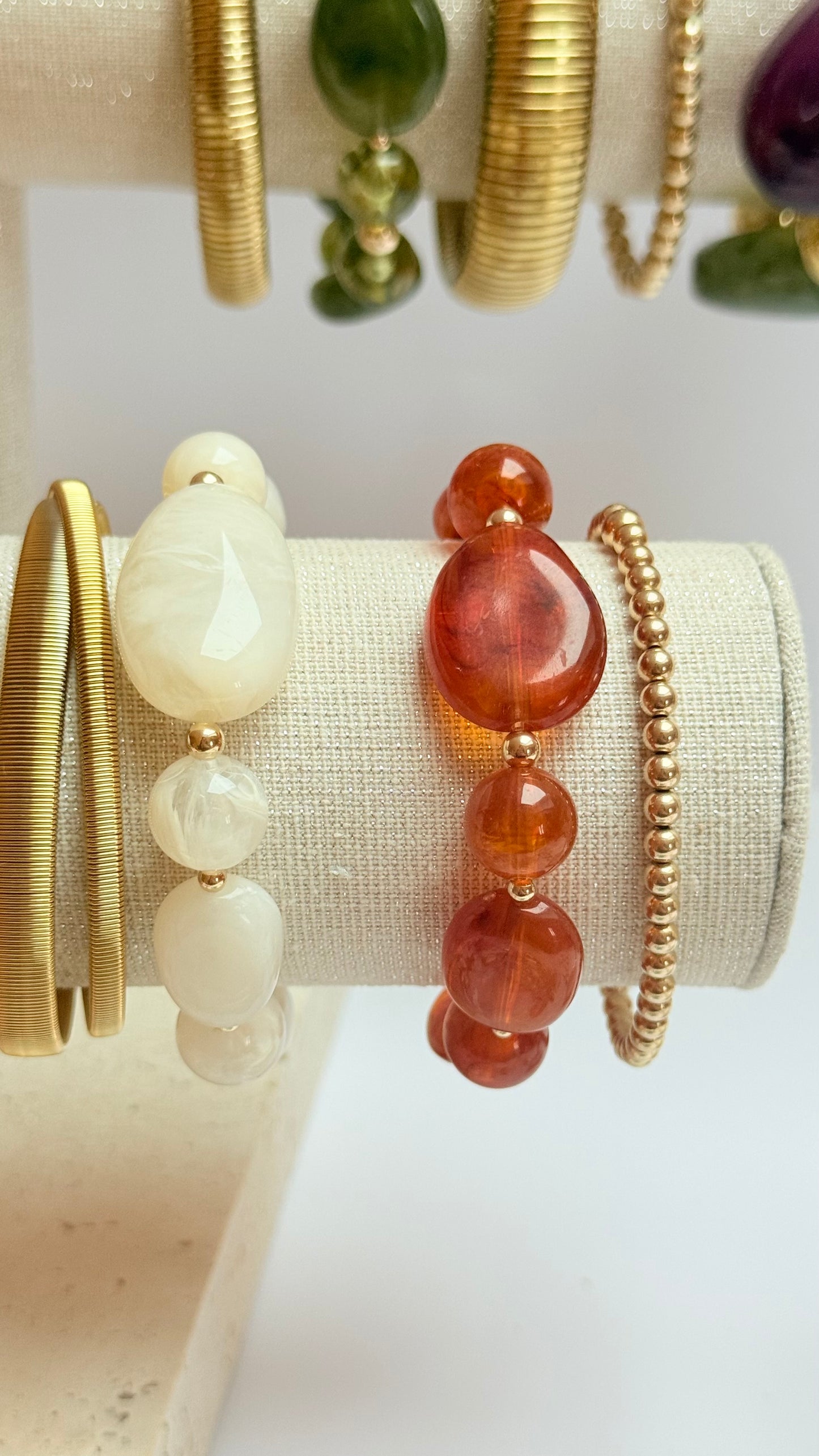 Amber acrylic & gold filled bracelet