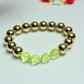 Gold acrylic & yellow lime faceted bead bracelet