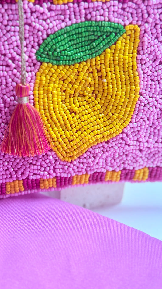 Lemon handbeaded purse