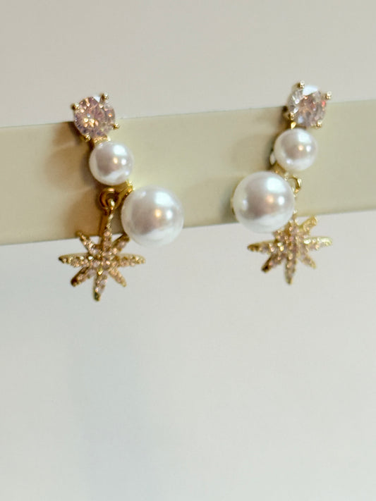 Pearl star earrings