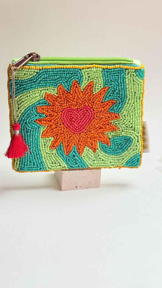 Heart handbeaded purse