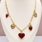 Gold link chain with heart  charms