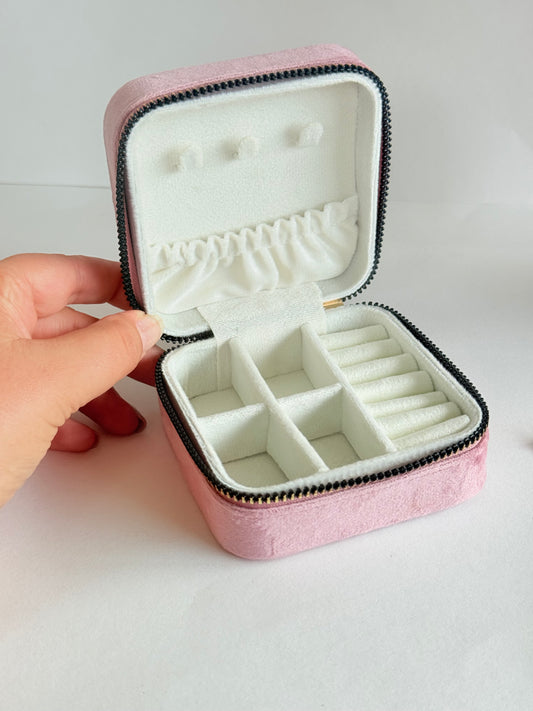 Blush velvet travel box