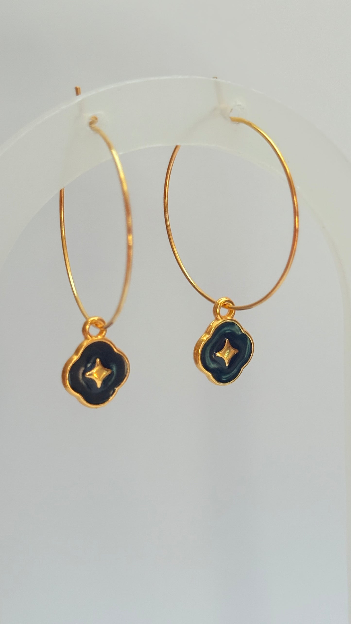 Black star charm Hoops