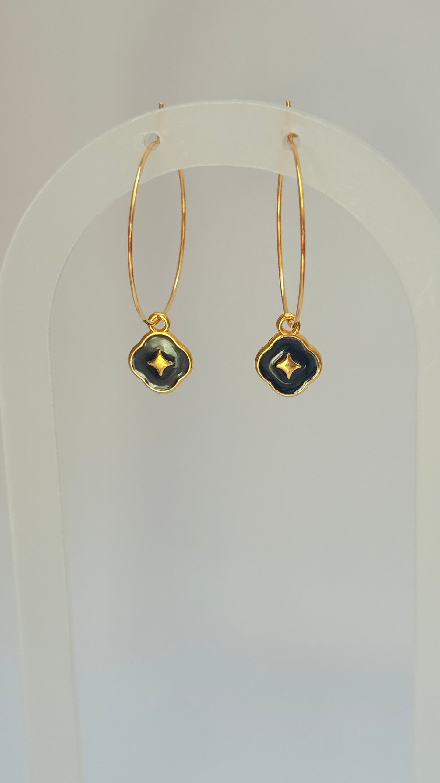 Black star charm Hoops