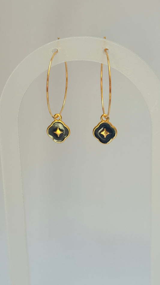 Black star charm Hoops