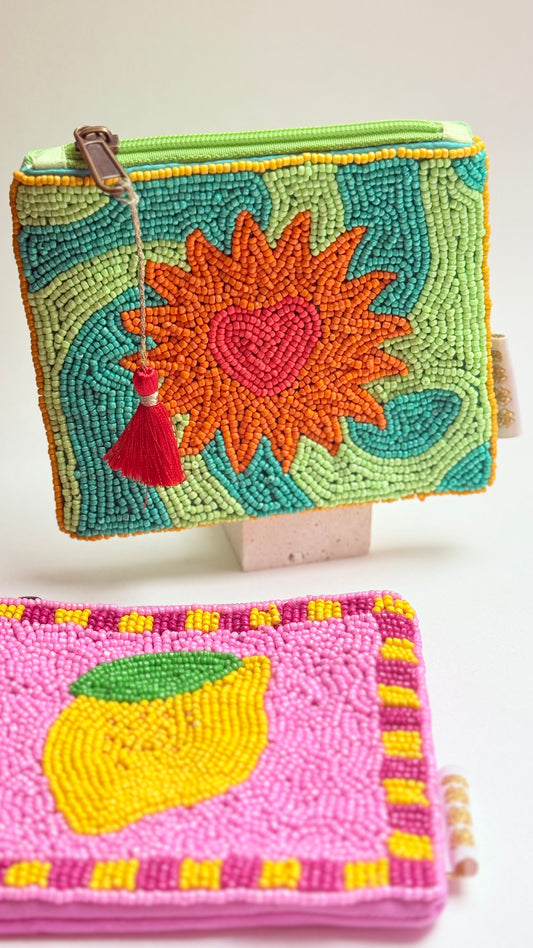 Heart handbeaded purse