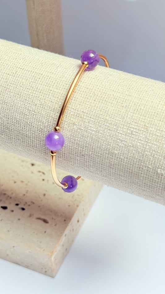 Amethyst &  gold filled tube bracelet
