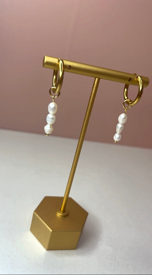 Pearl drop creole Hoops