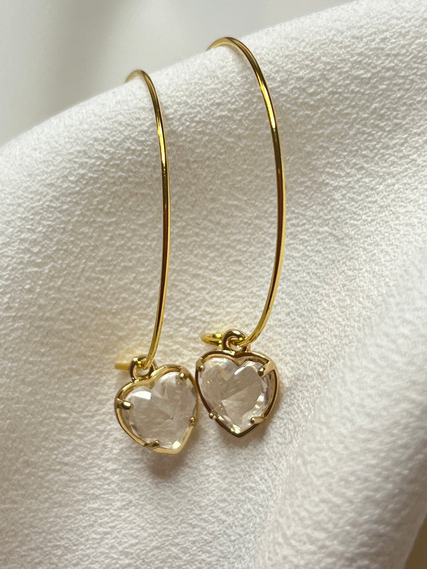 Crystal heart hoops