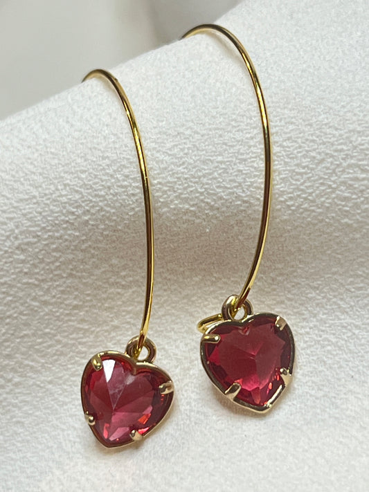 Crystal heart hoops