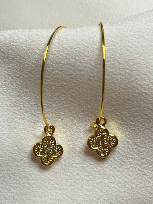 Clover charm  Hoop Earrings