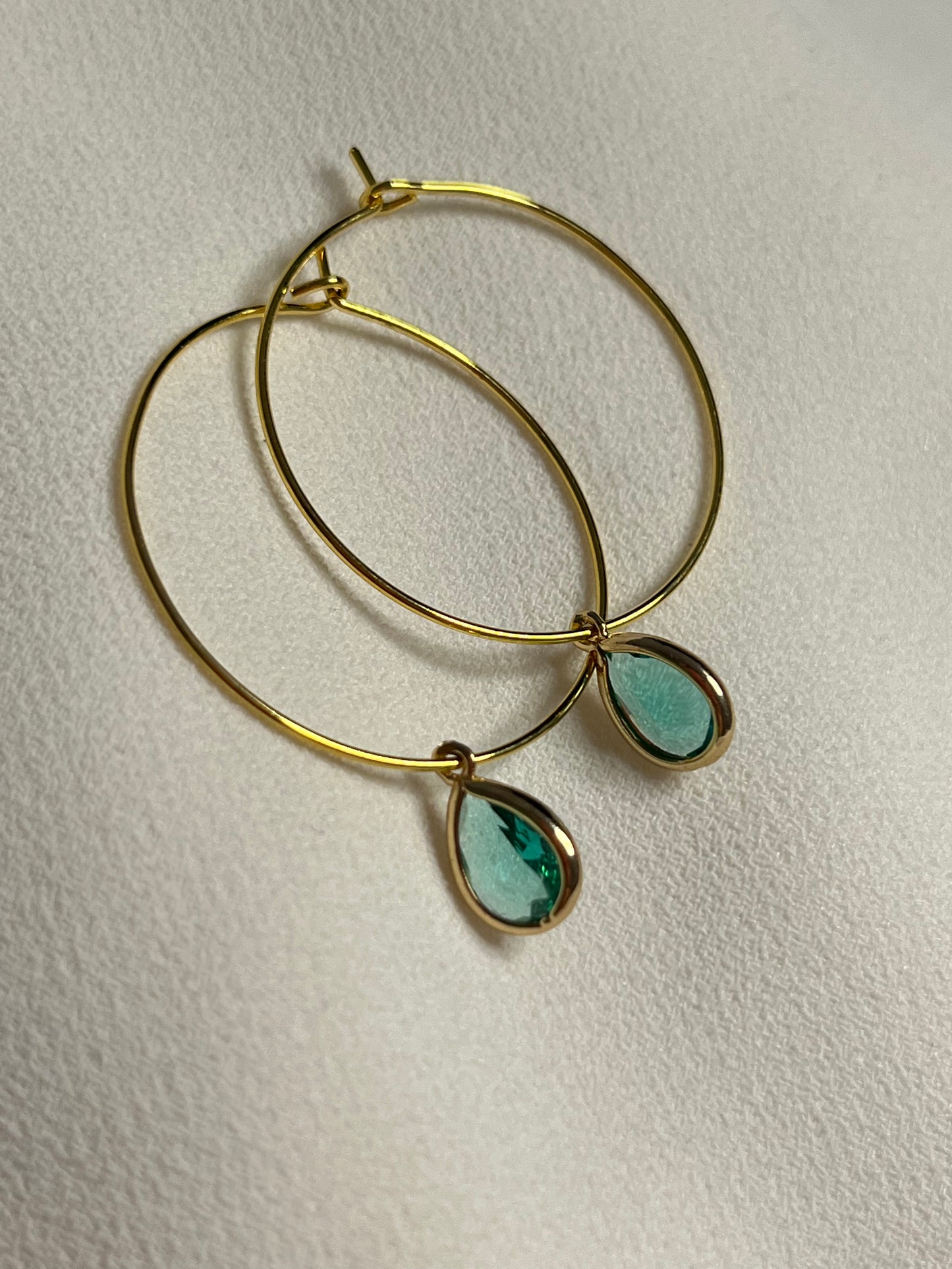 Emerald crystal Hoops