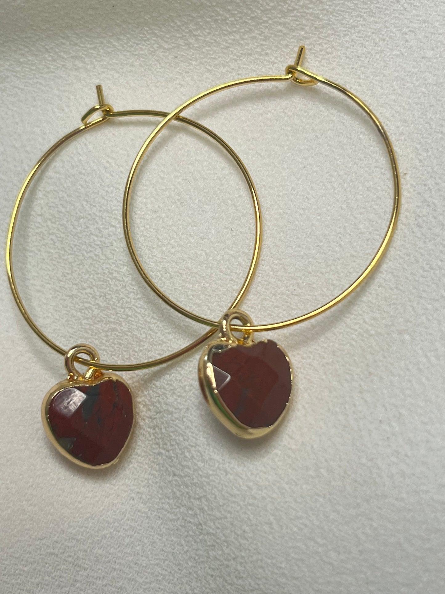 Red/brown heart Hoops