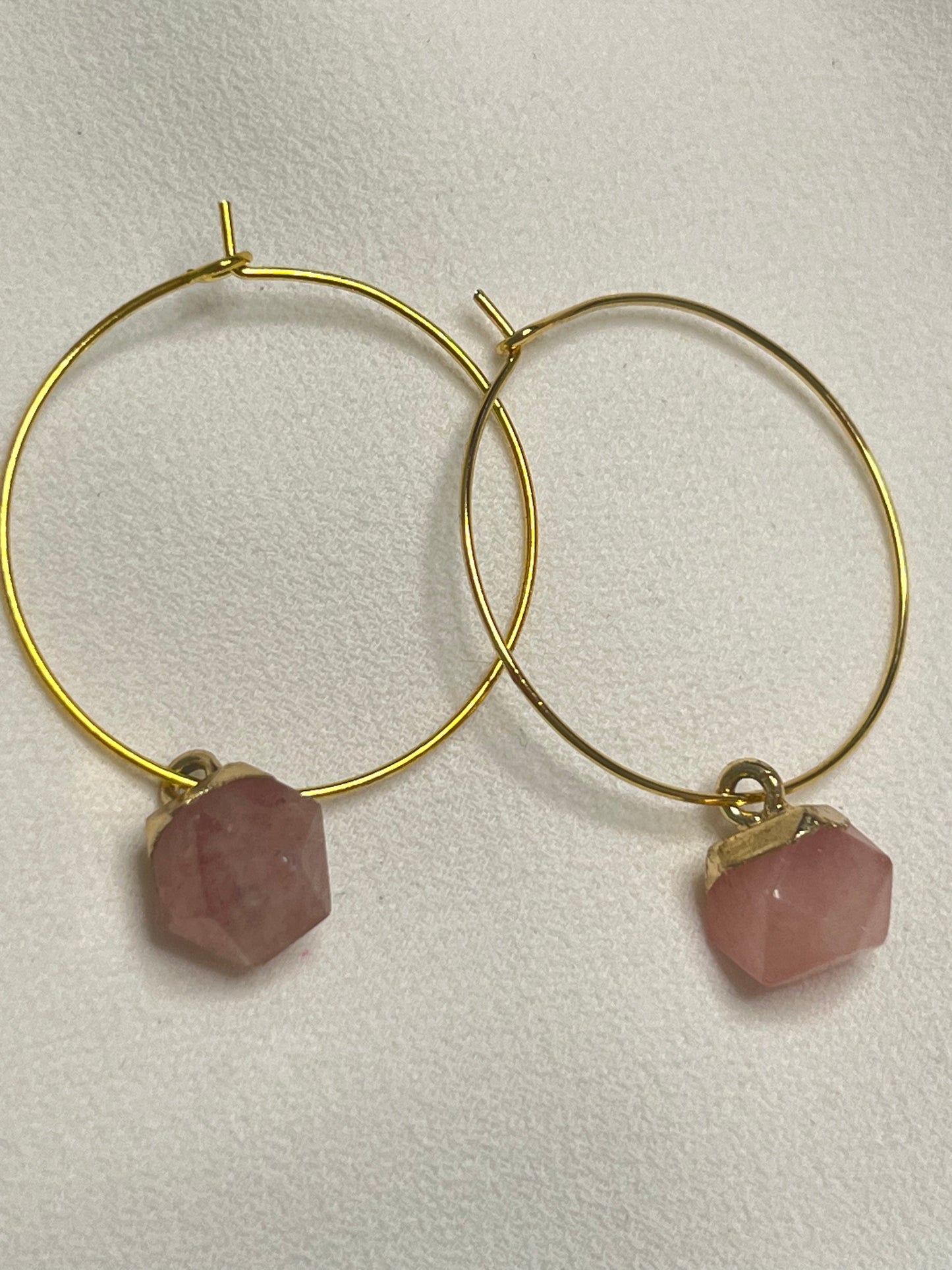 Rose stone hexagon hoops