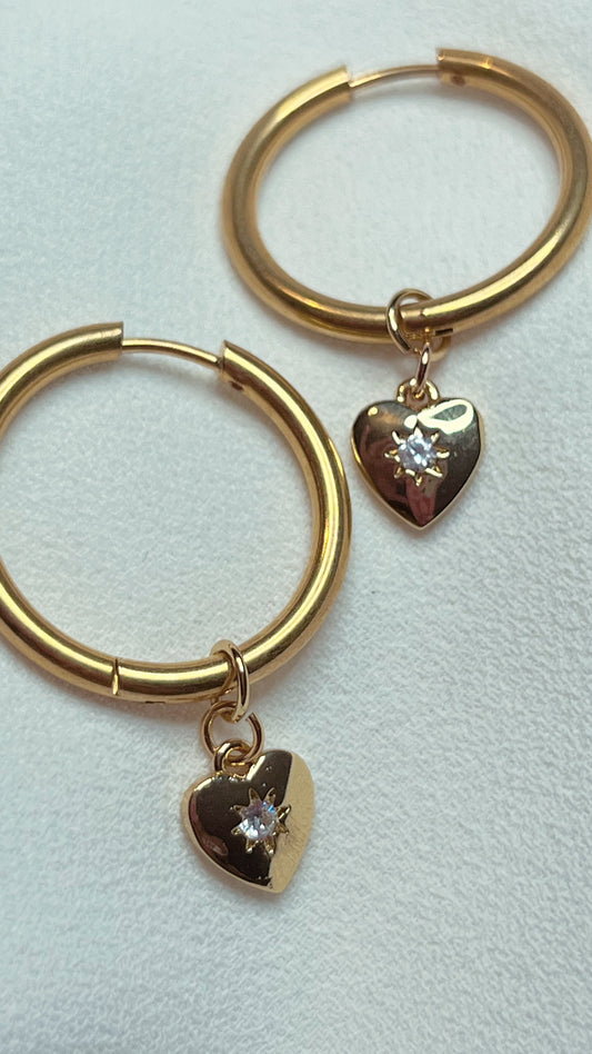 Sparkle heart creole hoops