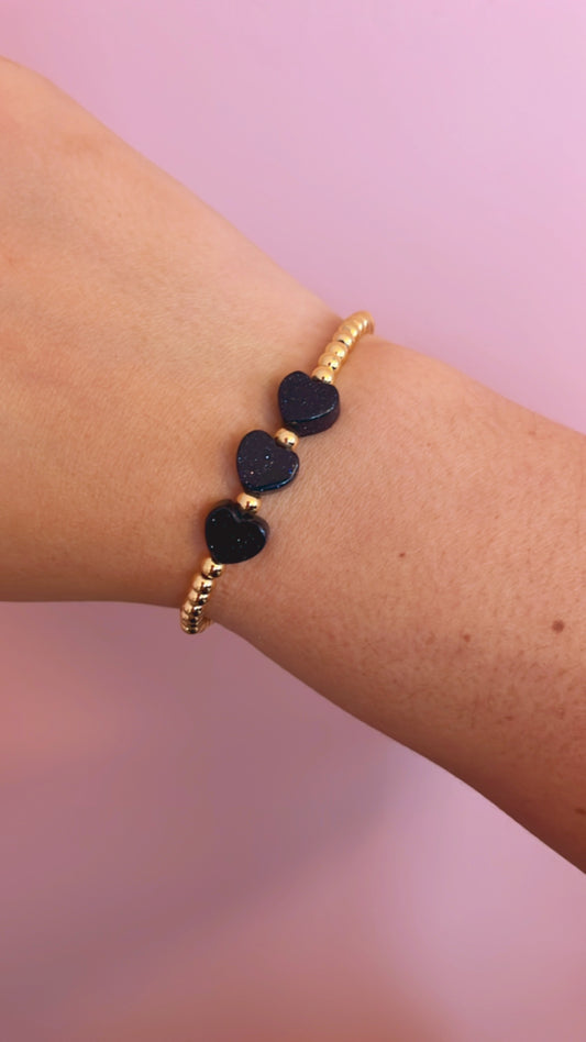 Midnight blue heart bracelet