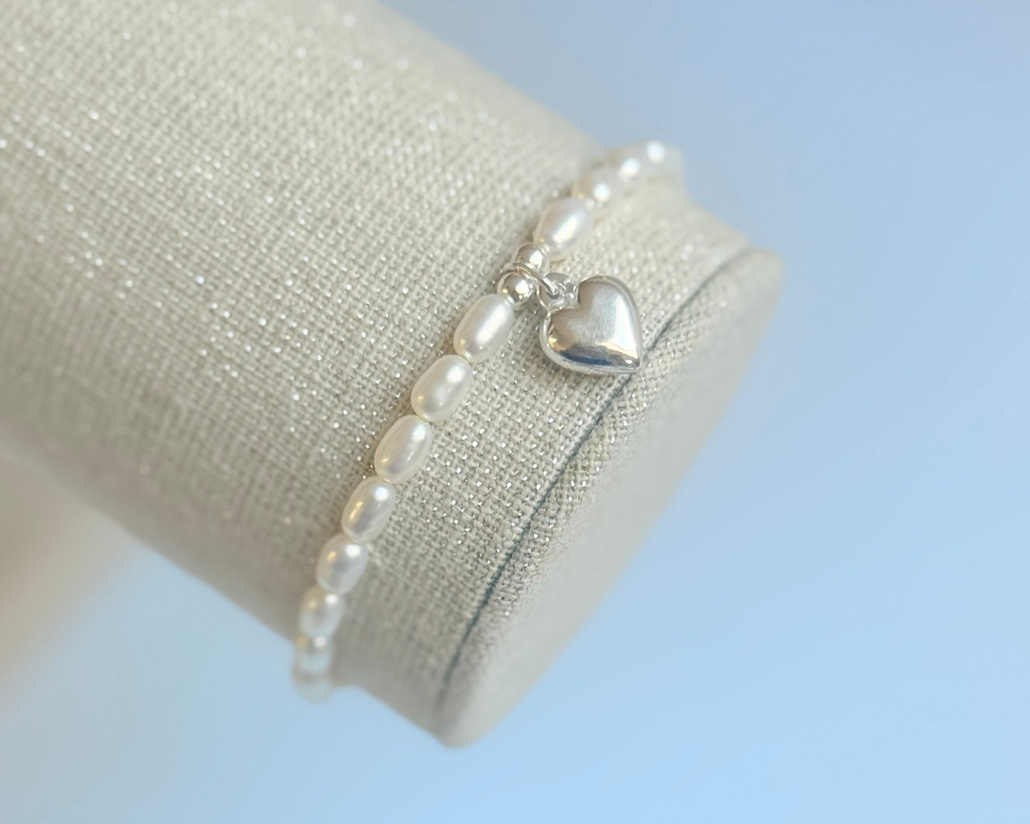 Pearl heart charm bracelet