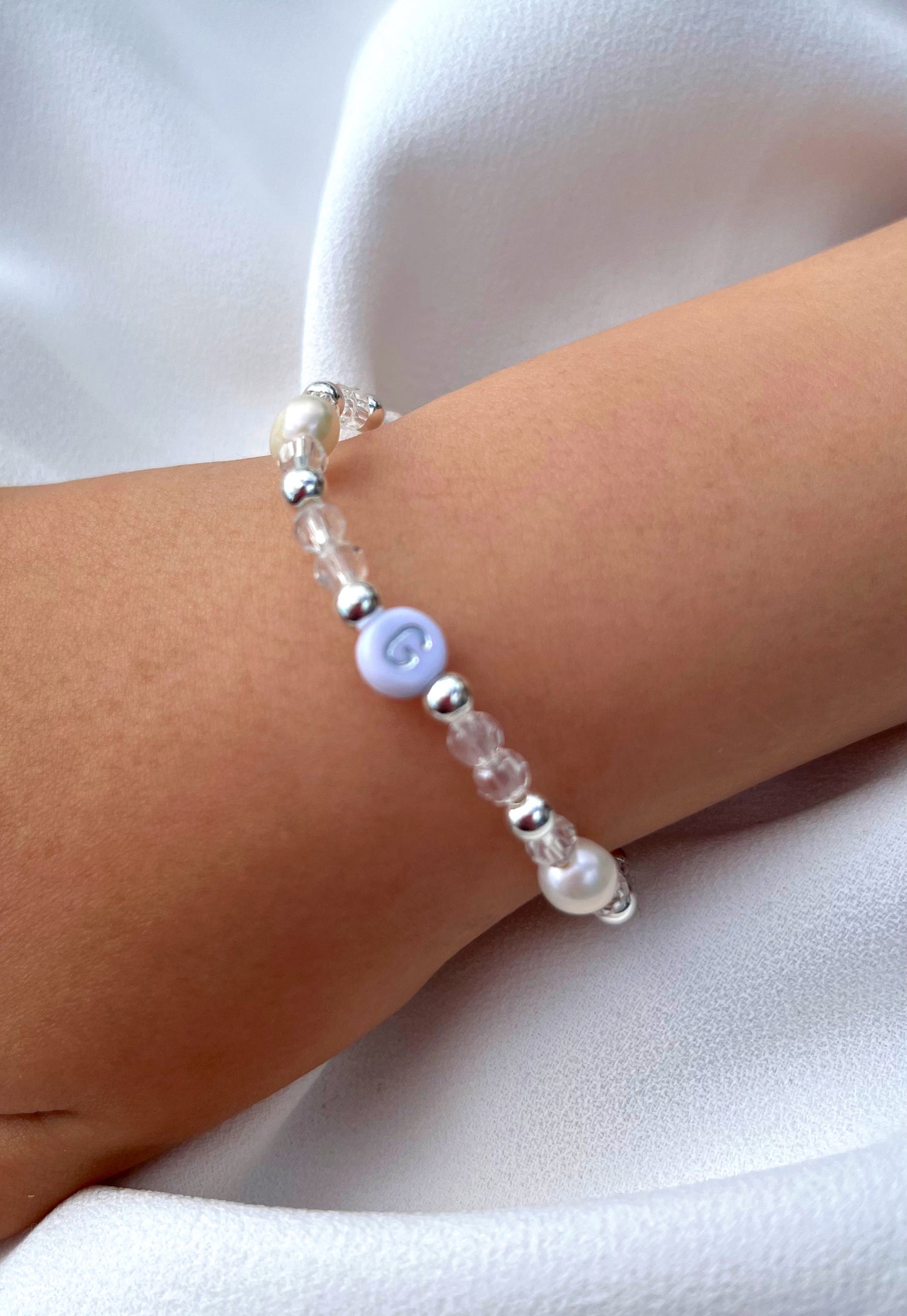 Crystal & silver communion bracelet